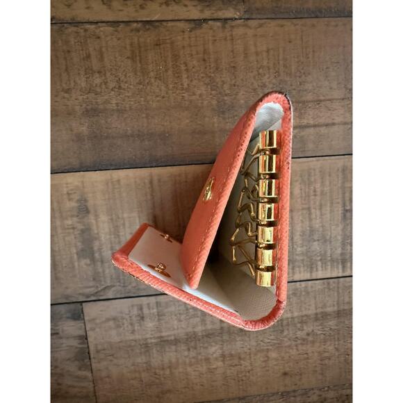 Prada Key Holder Wallet Women's Orange Saffiano Leather Made Italy Gold Hardware - Picture 3 of 13